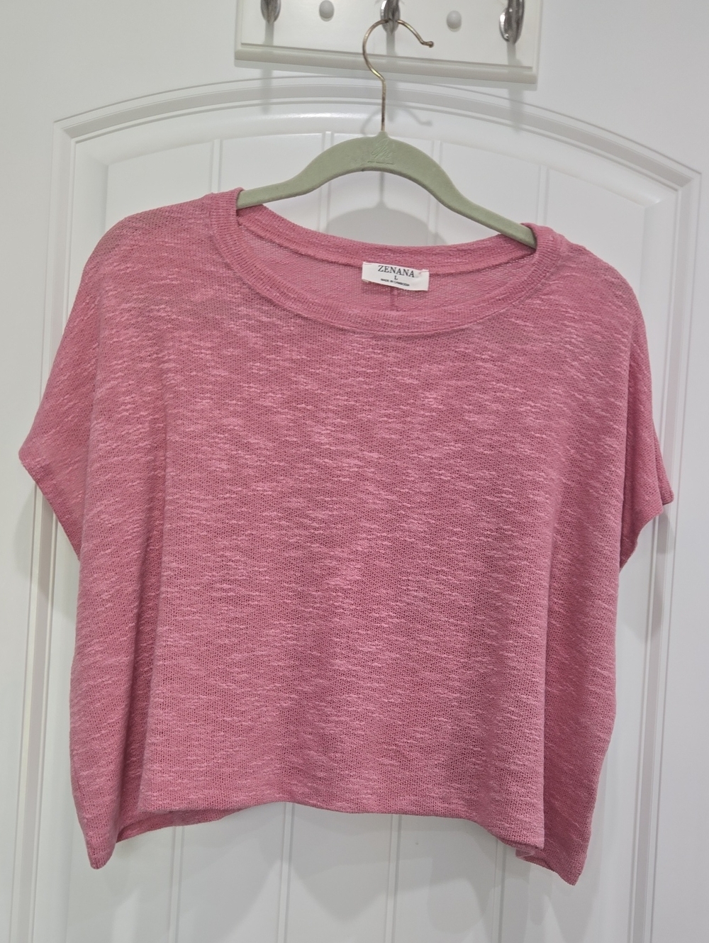 Zenana Outfitters Dusty Pink Boxy Crop Knit Top